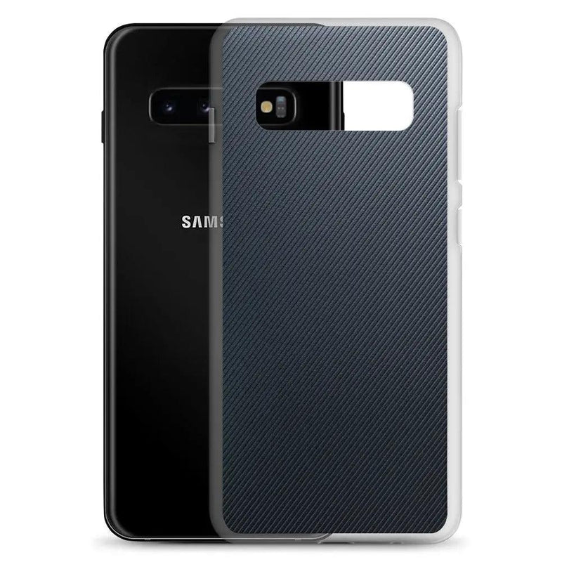 Load image into Gallery viewer, Dark Grey Black Striped Industrial Rubber Flexible Clear Samsung Case Bump Resistant Corners CREATIVETECH