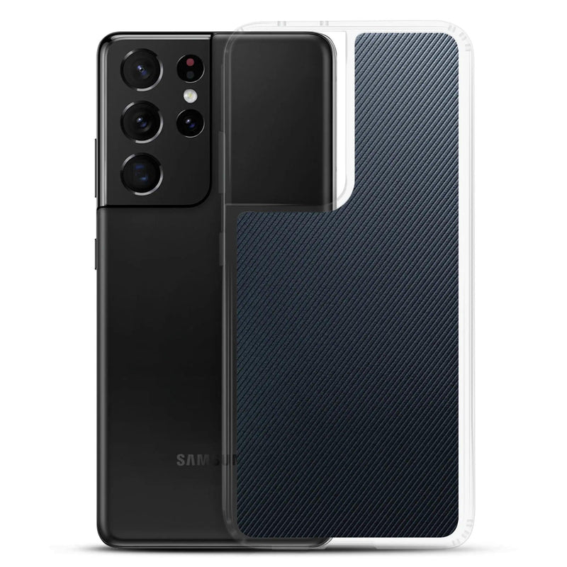 Load image into Gallery viewer, Dark Grey Black Striped Industrial Rubber Flexible Clear Samsung Case Bump Resistant Corners CREATIVETECH