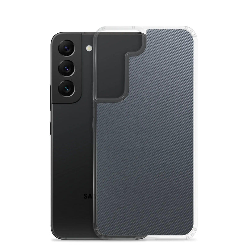 Load image into Gallery viewer, Dark Grey Black Striped Industrial Rubber Flexible Clear Samsung Case Bump Resistant Corners CREATIVETECH