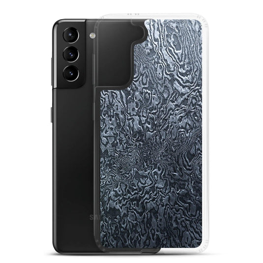 Dark Industrial Damascus Steel Metal Flexible Clear Samsung Case Bump Resistant Corners CREATIVETECH