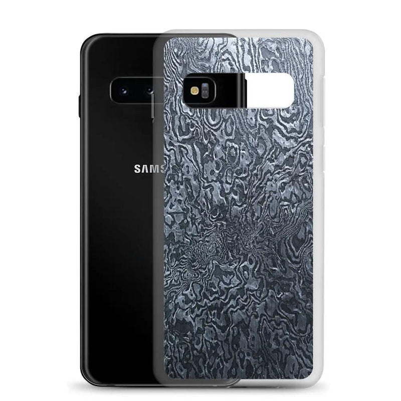 Load image into Gallery viewer, Dark Industrial Damascus Steel Metal Flexible Clear Samsung Case Bump Resistant Corners CREATIVETECH
