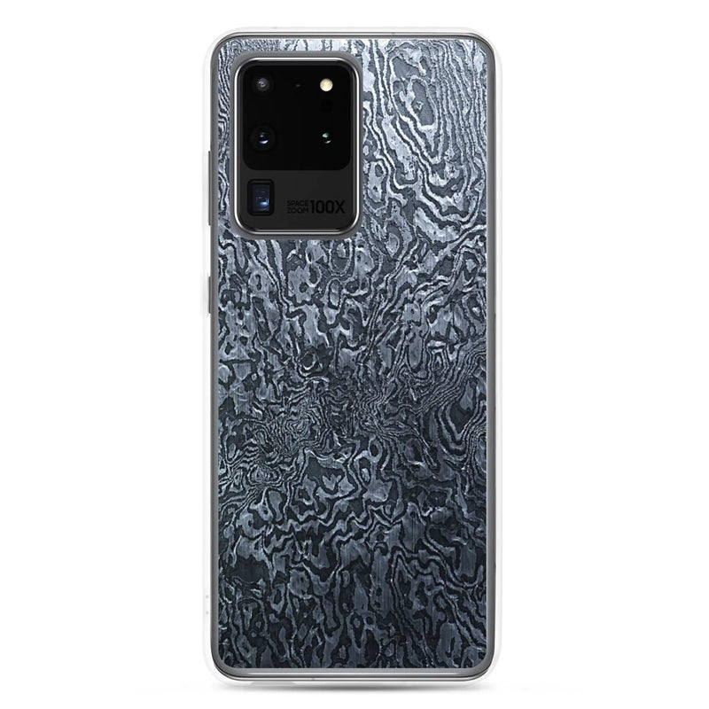 Load image into Gallery viewer, Dark Industrial Damascus Steel Metal Flexible Clear Samsung Case Bump Resistant Corners CREATIVETECH