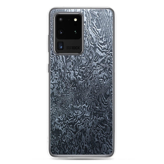 Dark Industrial Damascus Steel Metal Flexible Clear Samsung Case Bump Resistant Corners CREATIVETECH