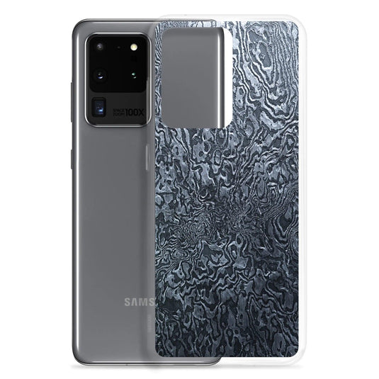 Dark Industrial Damascus Steel Metal Flexible Clear Samsung Case Bump Resistant Corners CREATIVETECH