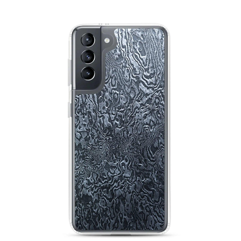 Load image into Gallery viewer, Dark Industrial Damascus Steel Metal Flexible Clear Samsung Case Bump Resistant Corners CREATIVETECH