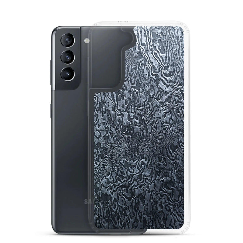 Load image into Gallery viewer, Dark Industrial Damascus Steel Metal Flexible Clear Samsung Case Bump Resistant Corners CREATIVETECH
