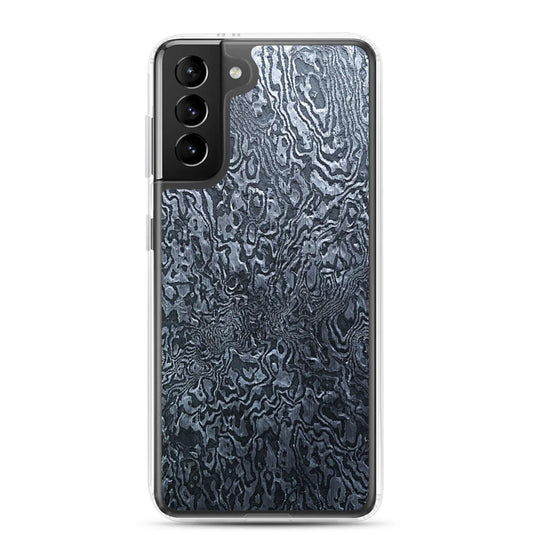 Dark Industrial Damascus Steel Metal Flexible Clear Samsung Case Bump Resistant Corners CREATIVETECH