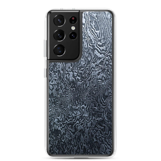 Dark Industrial Damascus Steel Metal Flexible Clear Samsung Case Bump Resistant Corners CREATIVETECH