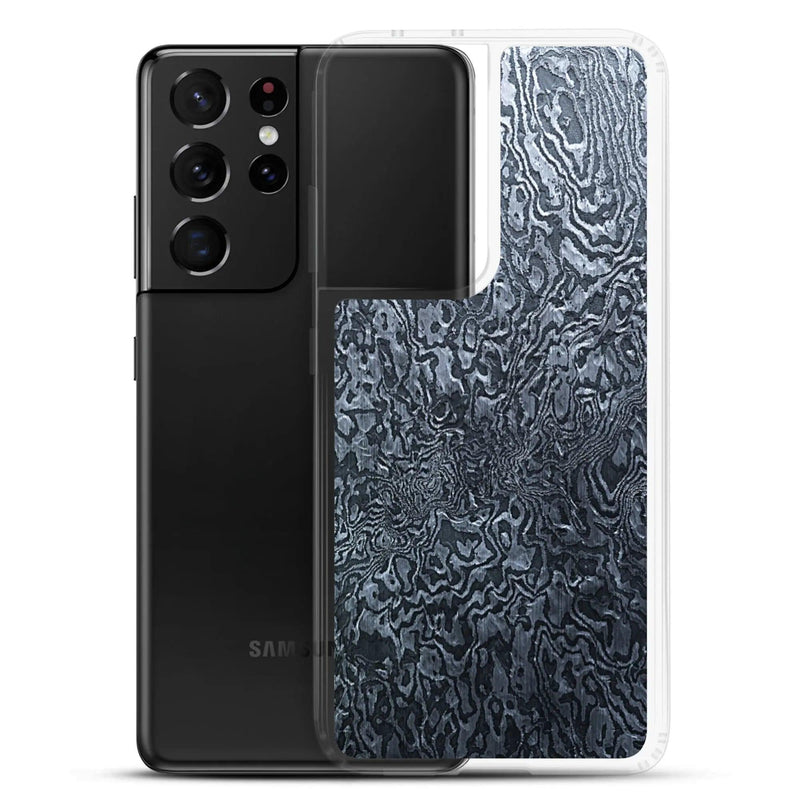 Load image into Gallery viewer, Dark Industrial Damascus Steel Metal Flexible Clear Samsung Case Bump Resistant Corners CREATIVETECH