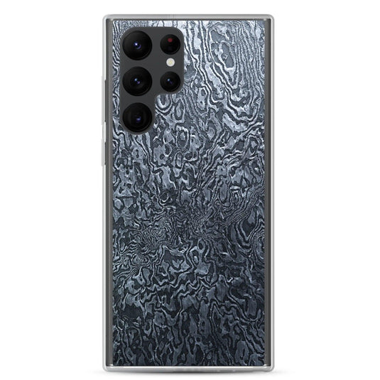 Dark Industrial Damascus Steel Metal Flexible Clear Samsung Case Bump Resistant Corners CREATIVETECH