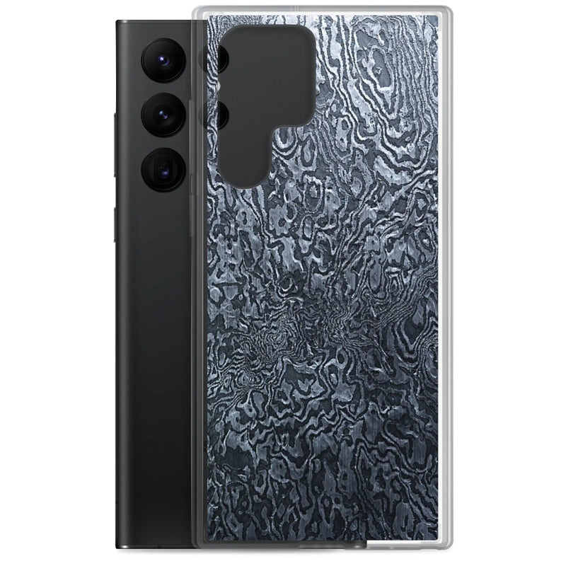 Load image into Gallery viewer, Dark Industrial Damascus Steel Metal Flexible Clear Samsung Case Bump Resistant Corners CREATIVETECH