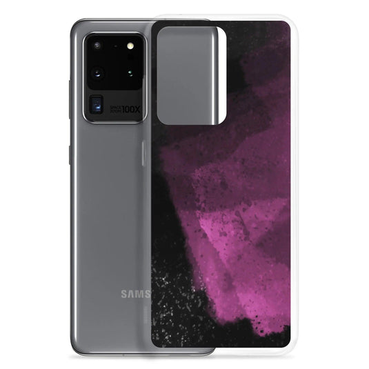 Dark Magenta Pink Industrial Watercolor Paint Brush Style Flexible Clear Samsung Case Bump Resistant Corners CREATIVETECH