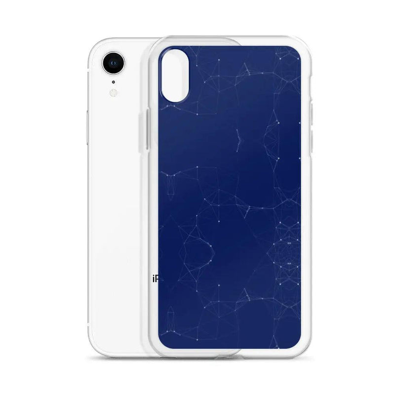 Load image into Gallery viewer, Dark Navy Blue Elegant Cyber Polygon Flexible Clear iPhone Case Bump Resistant Corners CREATIVETECH