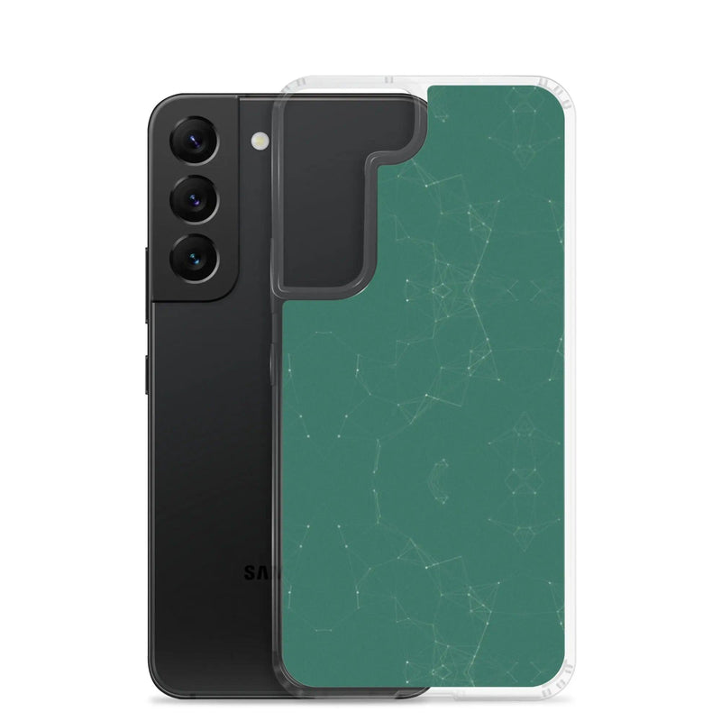 Load image into Gallery viewer, Dark Pastel Green Cyber Polygon Flexible Clear Samsung Case Bump Resistant Corners CREATIVETECH