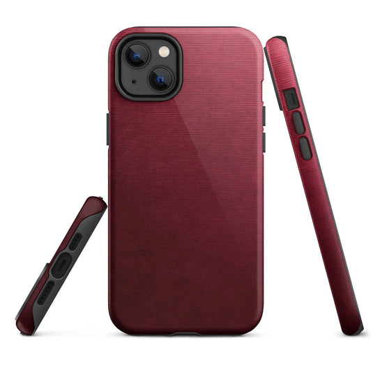 Dark Red Brushed Industrial Metal Double Layered Impact Resistant Tough iPhone Case 3D Wrap Matte or Glossy Finish CREATIVETECH