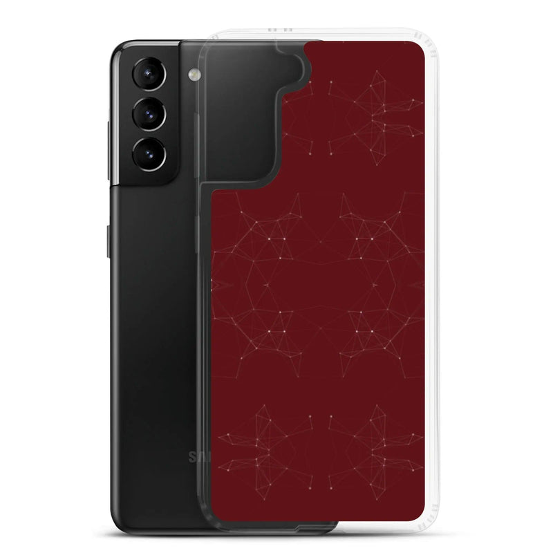 Load image into Gallery viewer, Dark Red Cyber Polygon Flexible Clear Samsung Case Bump Resistant Corners CREATIVETECH