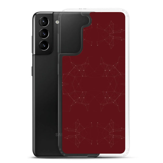 Dark Red Cyber Polygon Flexible Clear Samsung Case Bump Resistant Corners CREATIVETECH