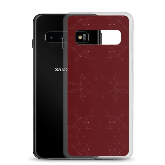 Dark Red Cyber Polygon Flexible Clear Samsung Case Bump Resistant Corners CREATIVETECH