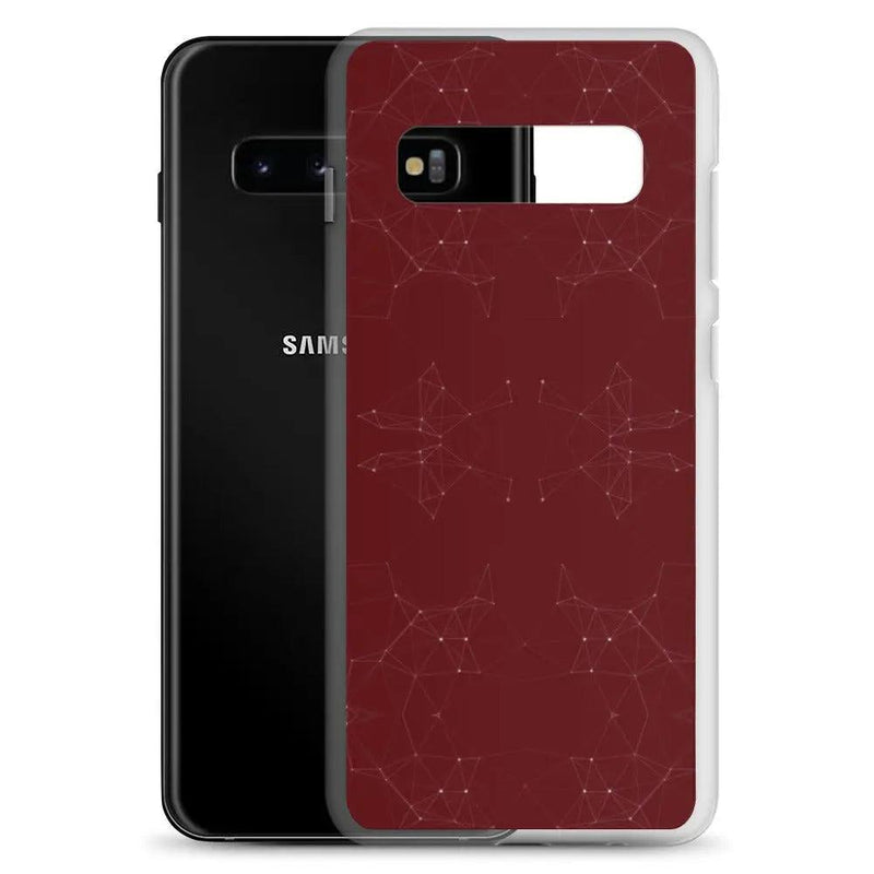 Load image into Gallery viewer, Dark Red Cyber Polygon Flexible Clear Samsung Case Bump Resistant Corners CREATIVETECH