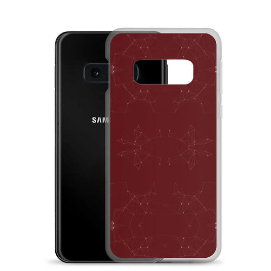 Dark Red Cyber Polygon Flexible Clear Samsung Case Bump Resistant Corners CREATIVETECH