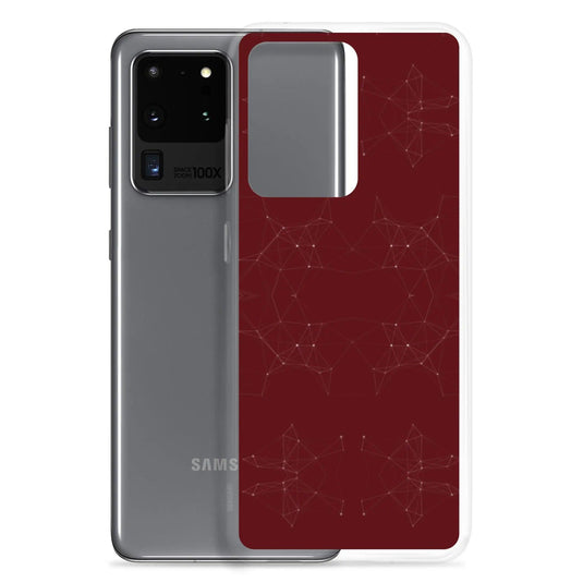Dark Red Cyber Polygon Flexible Clear Samsung Case Bump Resistant Corners CREATIVETECH