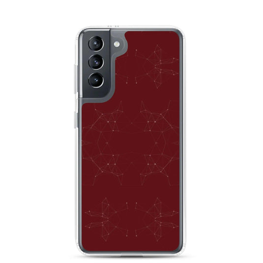 Dark Red Cyber Polygon Flexible Clear Samsung Case Bump Resistant Corners CREATIVETECH