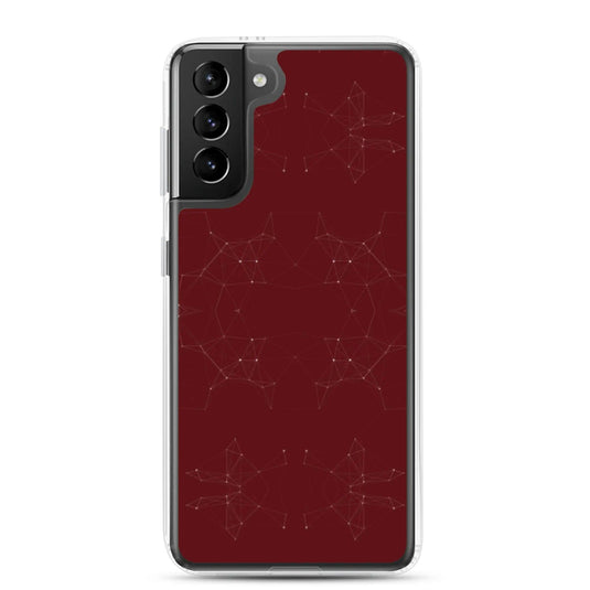 Dark Red Cyber Polygon Flexible Clear Samsung Case Bump Resistant Corners CREATIVETECH