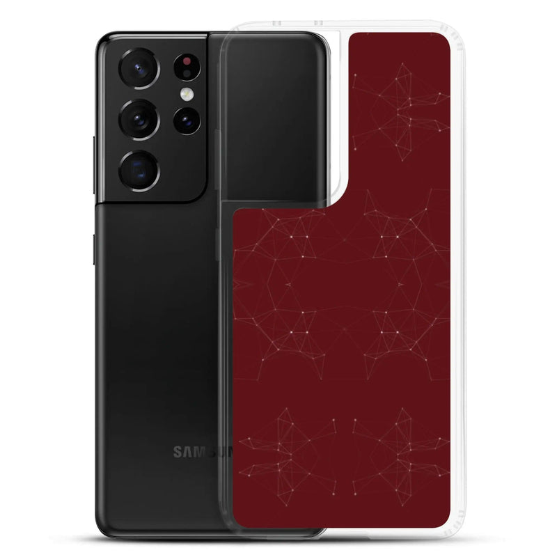 Load image into Gallery viewer, Dark Red Cyber Polygon Flexible Clear Samsung Case Bump Resistant Corners CREATIVETECH