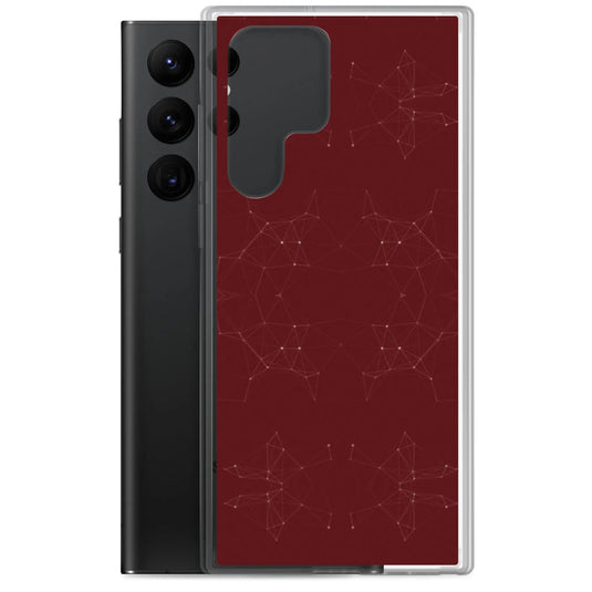 Dark Red Cyber Polygon Flexible Clear Samsung Case Bump Resistant Corners CREATIVETECH