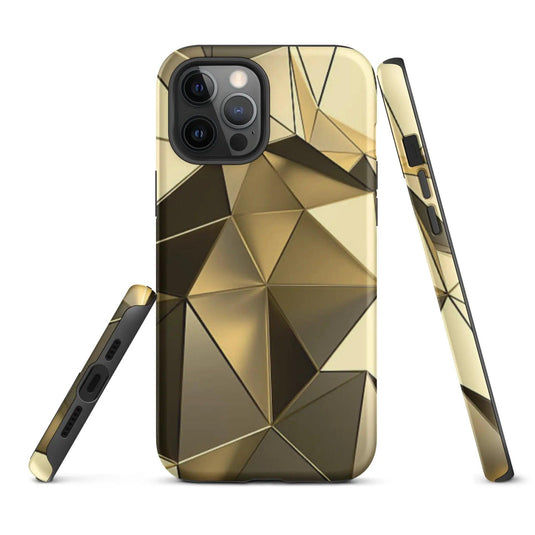Gold Polygon Metal Double Layered Impact Resistant Tough iPhone Case 3D Wrap Matte or Glossy Finish CREATIVETECH