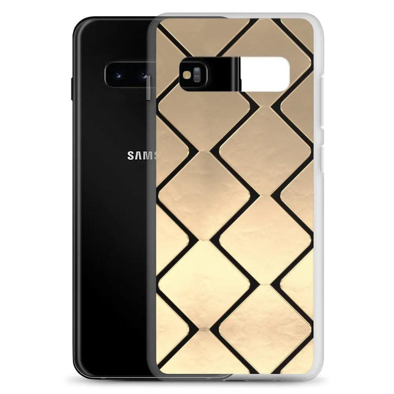 Load image into Gallery viewer, Golden Metal Cubes Flexible Clear Samsung Case Bump Resistant Corners CREATIVETECH