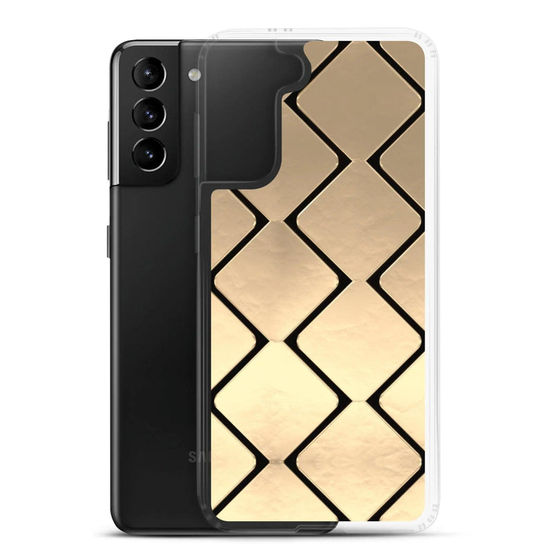 Load image into Gallery viewer, Golden Metal Cubes Flexible Clear Samsung Case Bump Resistant Corners CREATIVETECH