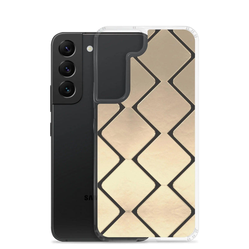 Load image into Gallery viewer, Golden Metal Cubes Flexible Clear Samsung Case Bump Resistant Corners CREATIVETECH