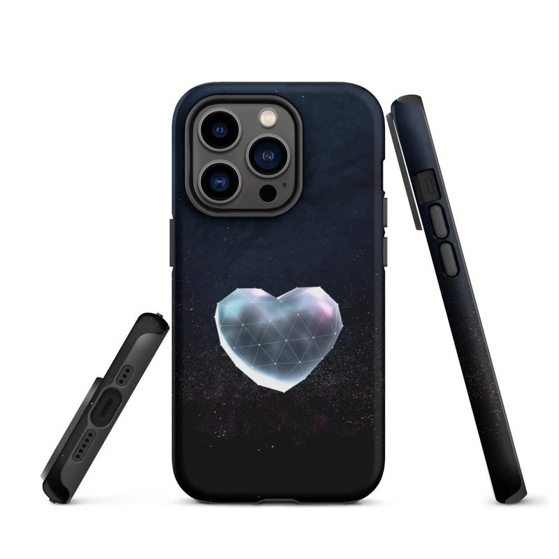 Load image into Gallery viewer, Heart Shaped Star Dust Double Layered Impact Resistant Tough iPhone Case 3D Wrap Matte or Glossy Finish CREATIVETECH