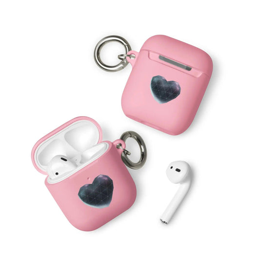 Heart Shaped Star Dust Shock Resistant 2-in-1 Tough AirPods Case with Metal Carabiner Various Colors CREATIVETECH