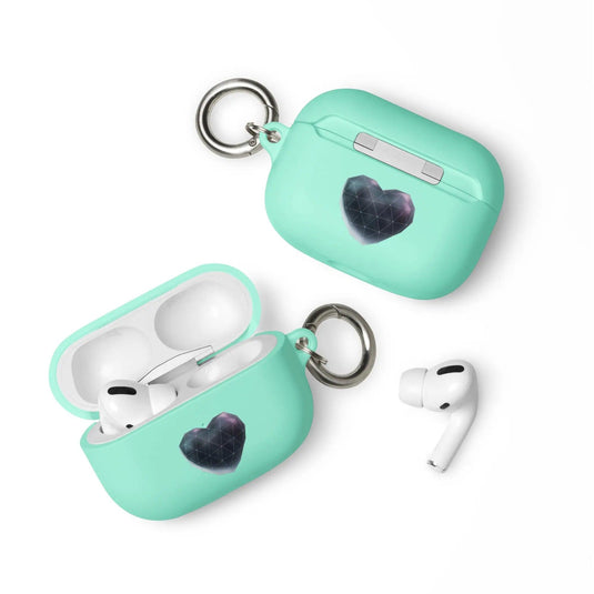 Heart Shaped Star Dust Shock Resistant 2-in-1 Tough AirPods Case with Metal Carabiner Various Colors CREATIVETECH