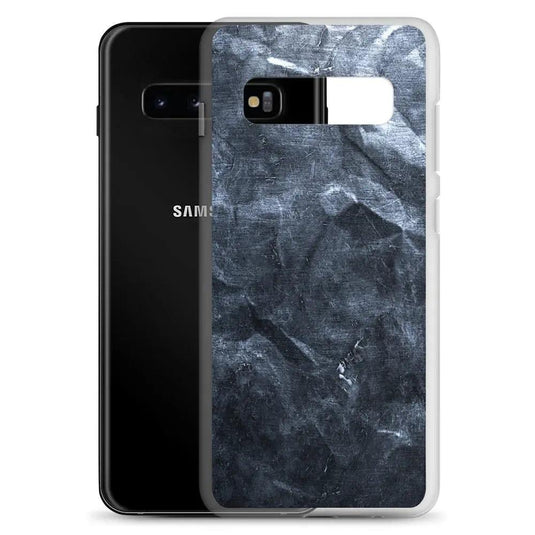 Industrial Dark Black Hammered Metal Flexible Clear Samsung Case Bump Resistant Corners CREATIVETECH