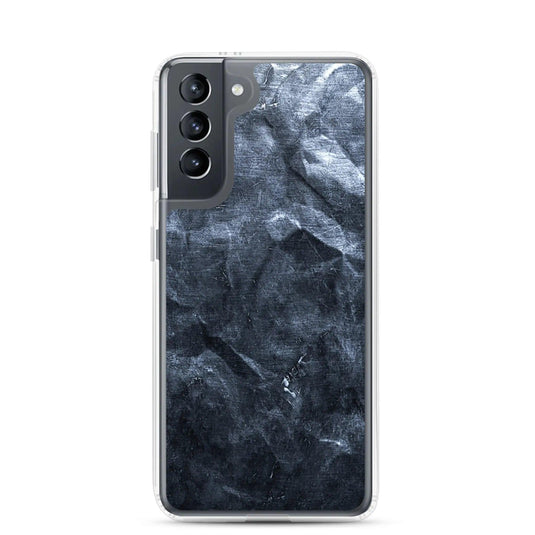Industrial Dark Black Hammered Metal Flexible Clear Samsung Case Bump Resistant Corners CREATIVETECH