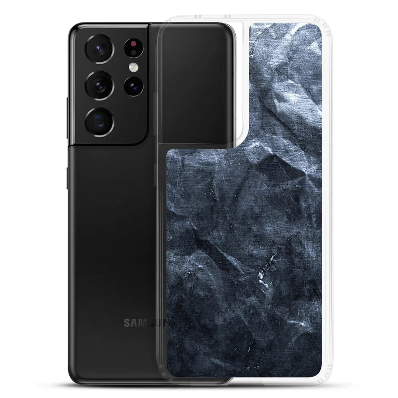 Load image into Gallery viewer, Industrial Dark Black Hammered Metal Flexible Clear Samsung Case Bump Resistant Corners CREATIVETECH