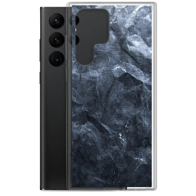 Load image into Gallery viewer, Industrial Dark Black Hammered Metal Flexible Clear Samsung Case Bump Resistant Corners CREATIVETECH