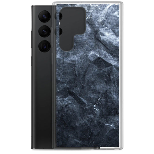 Industrial Dark Black Hammered Metal Flexible Clear Samsung Case Bump Resistant Corners CREATIVETECH