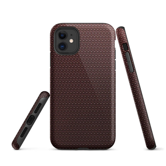 Industrial Dark Red Rubber Pattern Double Layered Impact Resistant Tough iPhone Case 3D Wrap Matte or Glossy Finish CREATIVETECH