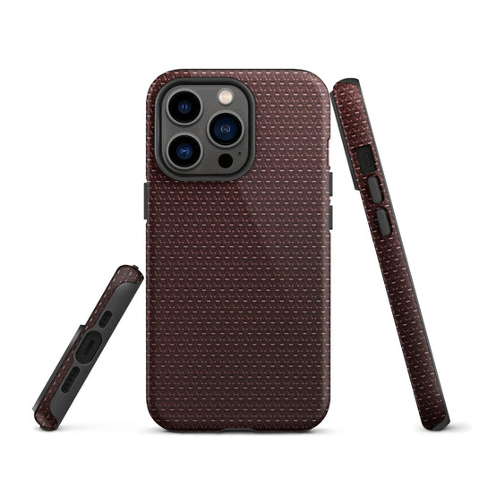 Industrial Dark Red Rubber Pattern Double Layered Impact Resistant Tough iPhone Case 3D Wrap Matte or Glossy Finish CREATIVETECH