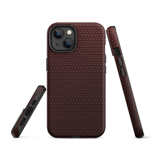 Industrial Dark Red Rubber Pattern Double Layered Impact Resistant Tough iPhone Case 3D Wrap Matte or Glossy Finish CREATIVETECH