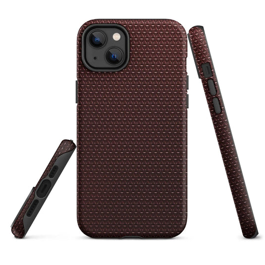Industrial Dark Red Rubber Pattern Double Layered Impact Resistant Tough iPhone Case 3D Wrap Matte or Glossy Finish CREATIVETECH