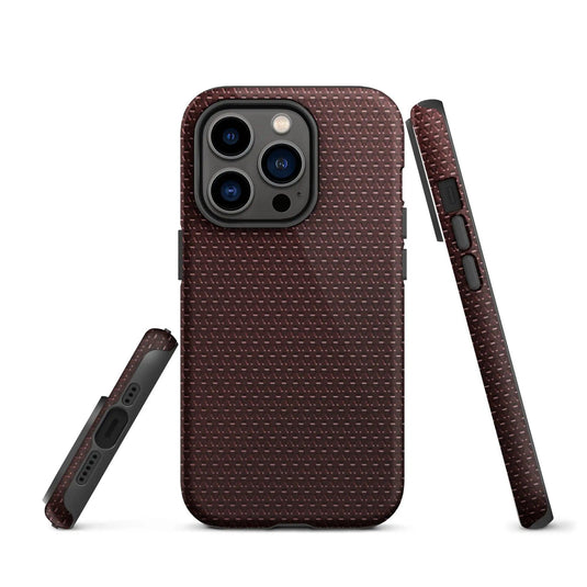 Industrial Dark Red Rubber Pattern Double Layered Impact Resistant Tough iPhone Case 3D Wrap Matte or Glossy Finish CREATIVETECH