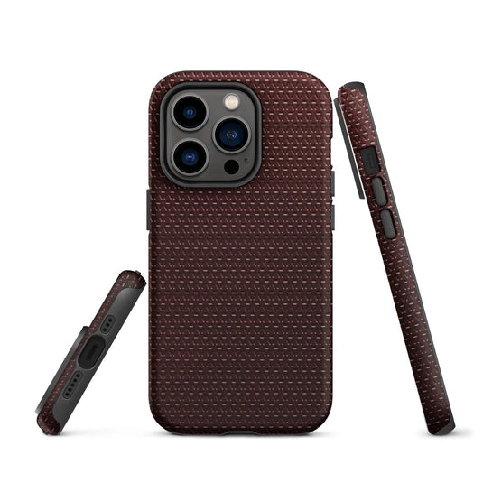 Industrial Dark Red Rubber Pattern Double Layered Impact Resistant Tough iPhone Case 3D Wrap Matte or Glossy Finish CREATIVETECH