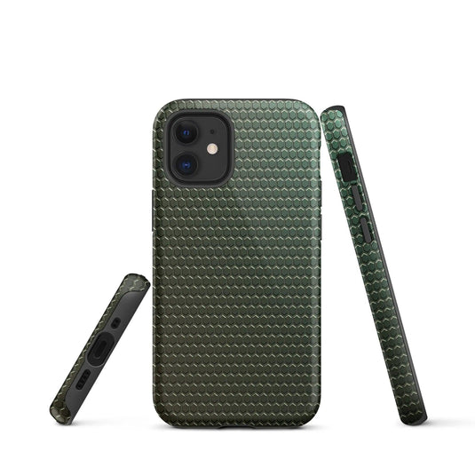 Industrial Green Rubber Grid Double Layered Impact Resistant Tough iPhone Case 3D Wrap Matte or Glossy Finish CREATIVETECH