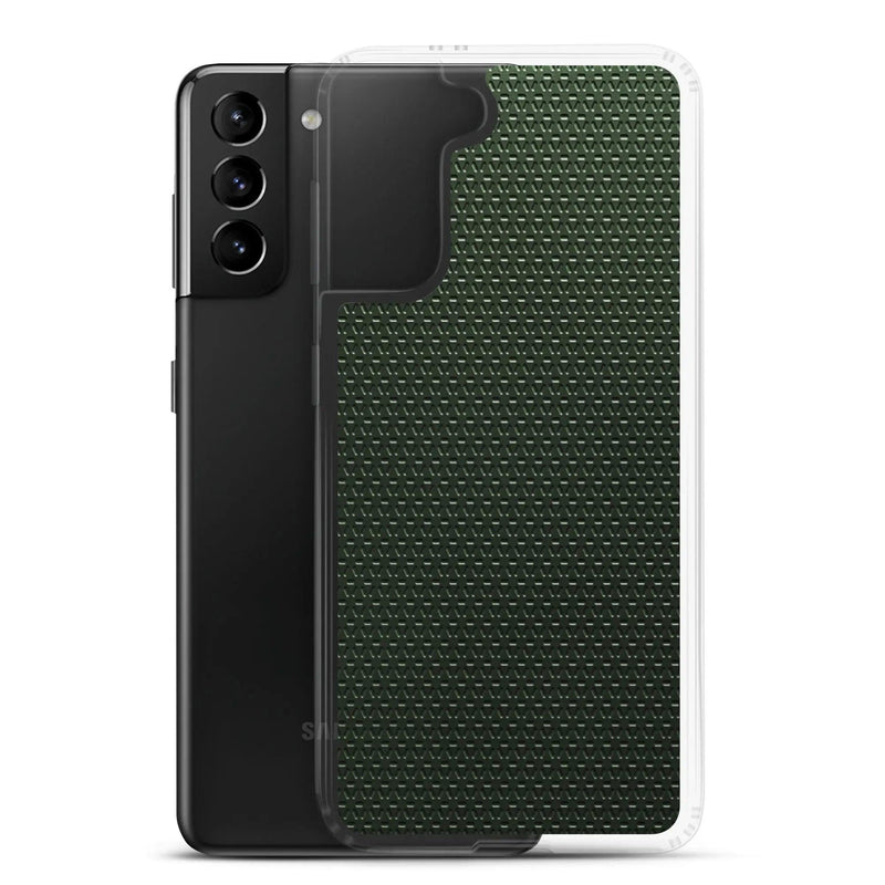 Load image into Gallery viewer, Industrial Metal Pattern Olive Green Flexible Clear Samsung Case Bump Resistant Corners CREATIVETECH