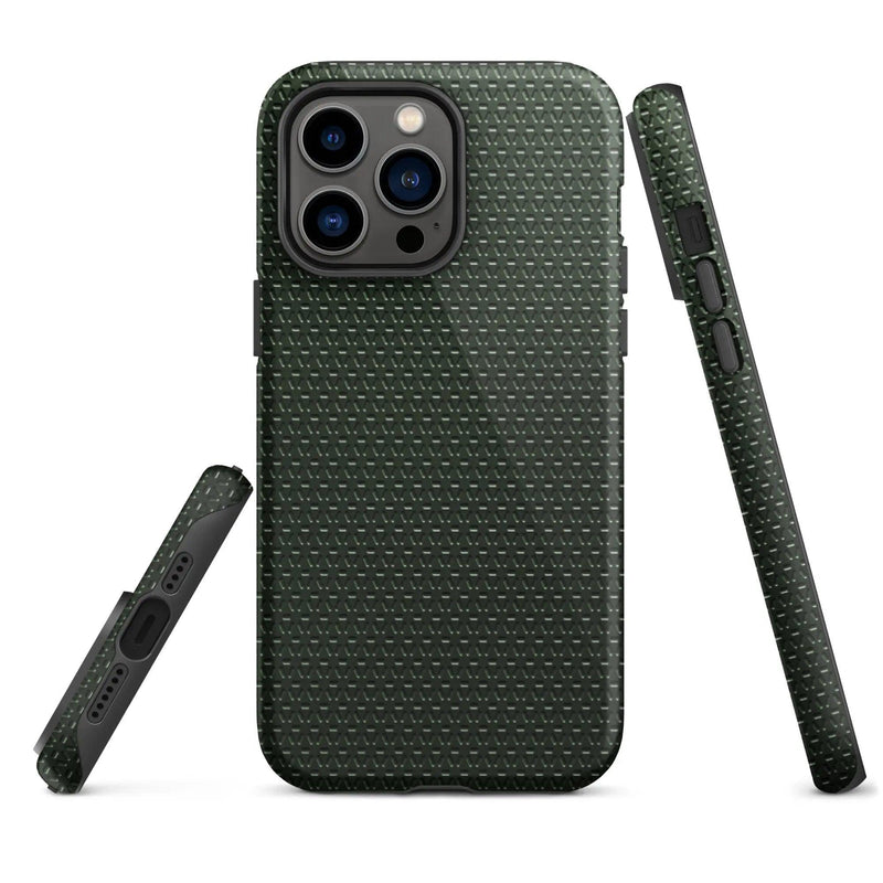 Load image into Gallery viewer, Industrial Olive Green Rubber Pattern Double Layered Impact Resistant Tough iPhone Case 3D Wrap Matte or Glossy Finish CREATIVETECH